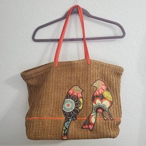 Vera Bradley Strawbag  Bucket Tote  Two Birds Shoulder Bag
